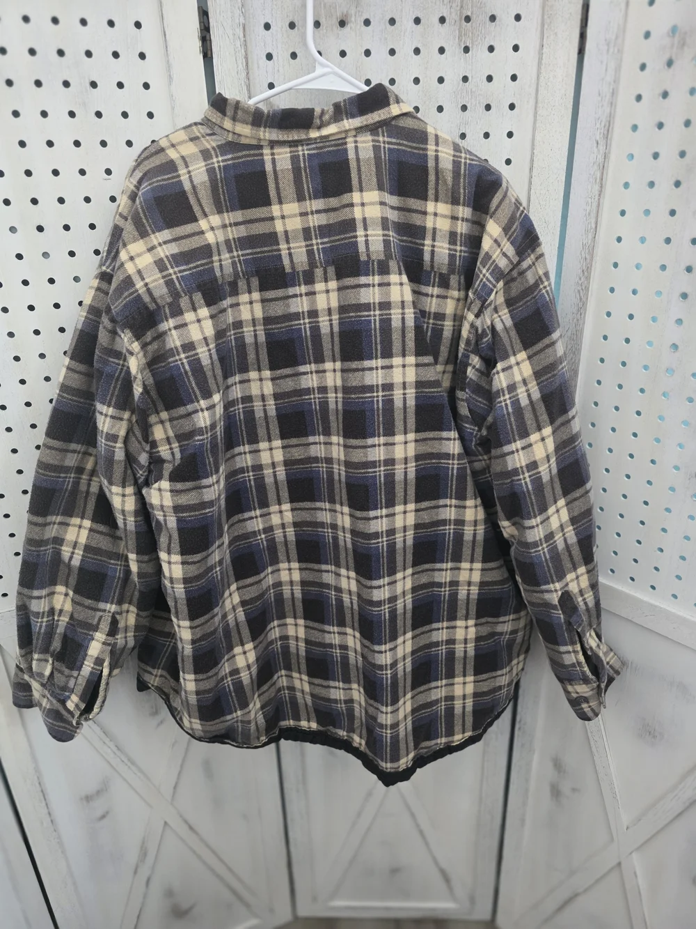Mens Ozark Trail Black and Cream Plaid Flannel Shacket 3XL